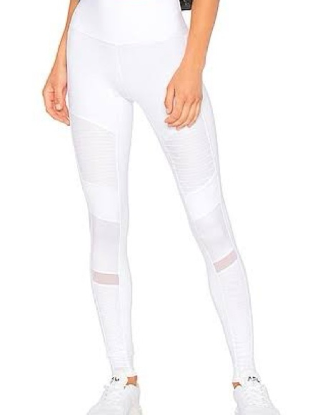 ALO Yoga White High-Rise Mesh-Panel Leggings
